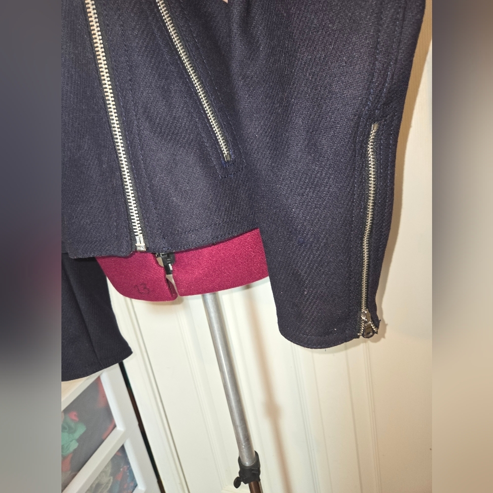 GAP Wool Blend Dark Blue Moto Jacket With Zippers Medium - Picture 3 of 10